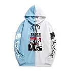 Мужская Спортивная толстовка с капюшоном и принтом, Двухцветная Толстовка в стиле аниме Токийский Мстители, тонкая толстовка в стиле Харадзюку, на лето
