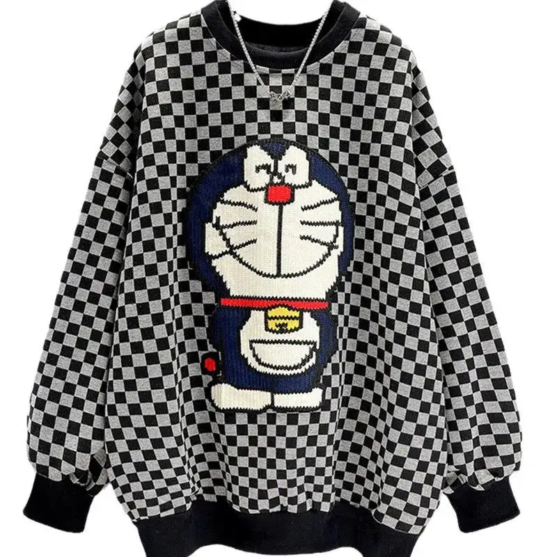 Новинка уличная одежда в стиле хип-хоп свитшот с вышивкой виде мультяшного кота
