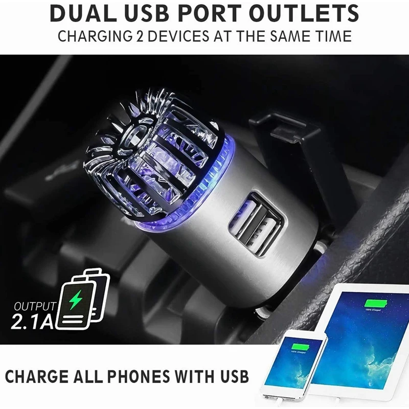 

2 Pcs Ion Car Deodorizer,Car Air Purifier Ion Generator Plug-in Car Air Freshener with Dual USB Charger