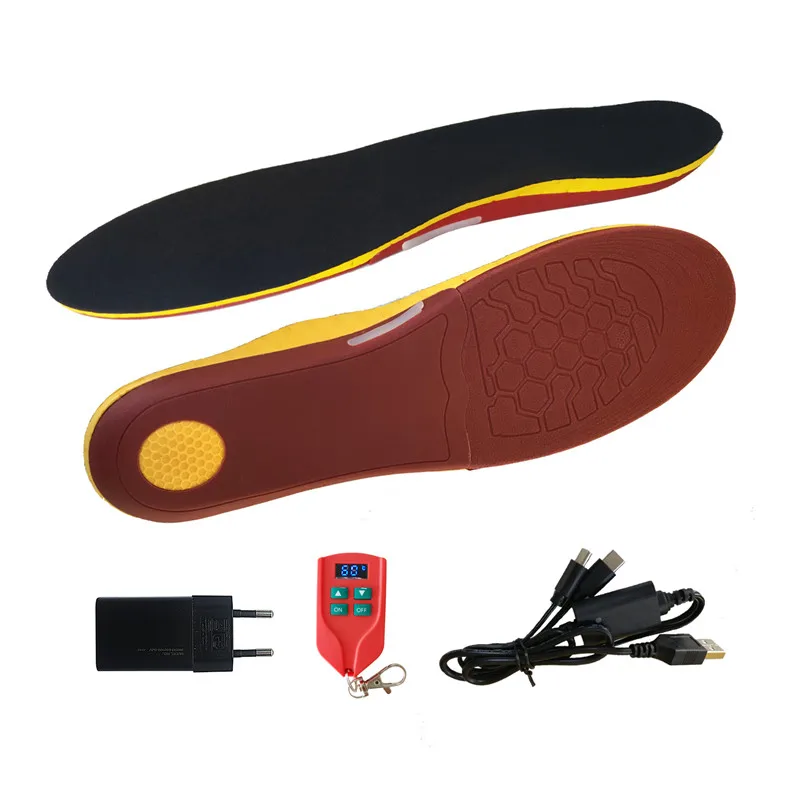 Orthotics Insoles 3D Arch Support Heated Shoes Insoles USB Electric Warming Shoes Insert with Remote Control for Skiing Hunting