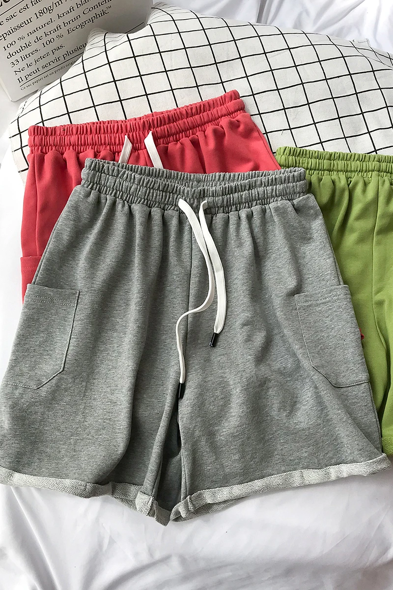 

Side Pockets Panties elastic waistbands with drawstrings Women Short Pants Summer