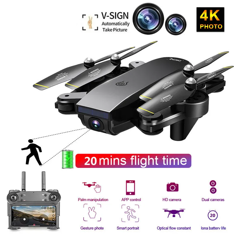 

Лучший Радиоуправляемый Дрон с Wi-Fi FPV 4K с двойной камерой 50x зум селфи Профессиональный складной оптический поток Квадрокоптер вертолет