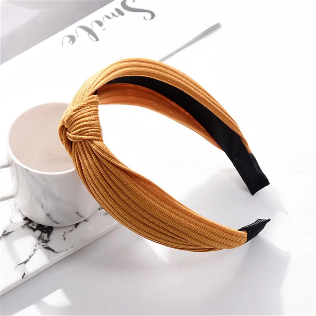 1pc Women Fashion Korean Style Hairband Female Girls Casual Elegant Cloth Cross Hair Band Solid Headwear Accessories #1029 - купить по