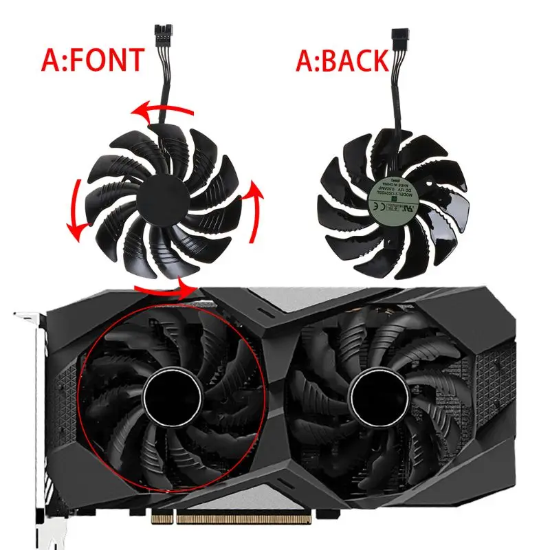 Вентилятор охлаждения T129215SU 85 мм 1 шт. кулер для Gigabyte Geforce GTX 1050 1050TI 1060 1070|Кулеры и