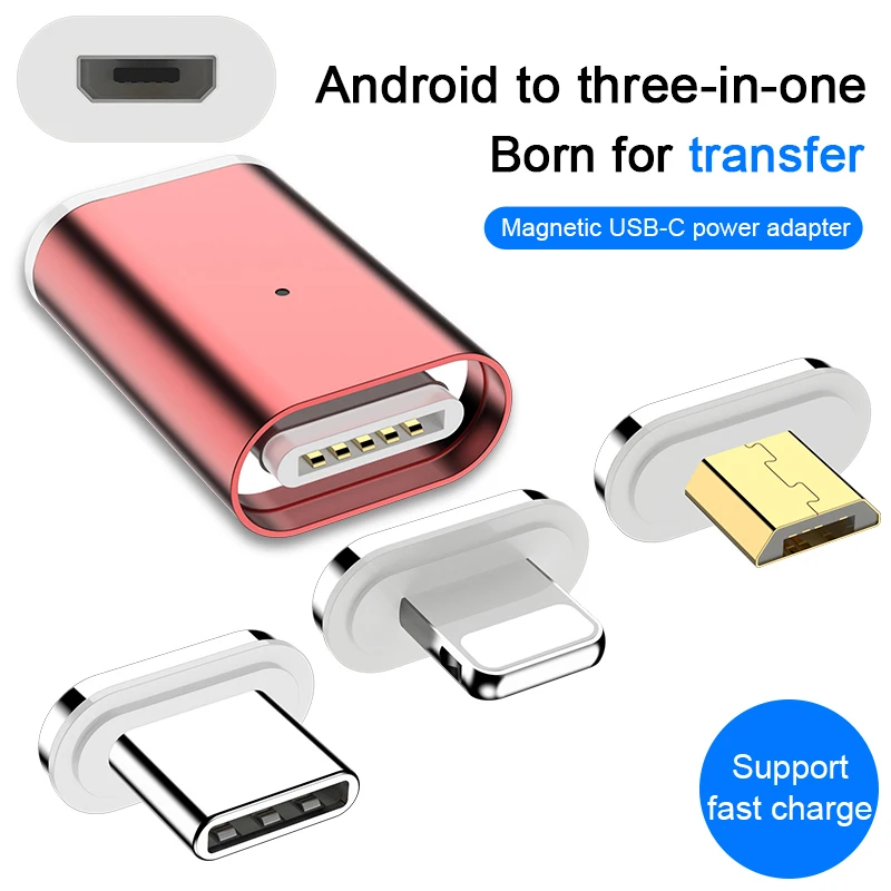 Магнитный адаптер USB C для iPhone XS X XR 8 7 поддержка QC3.0 Pin Micro Type-C разъем зарядки Huawei