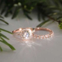 rose gold color ring rings elegant jewelry women round cut size 6 10 white