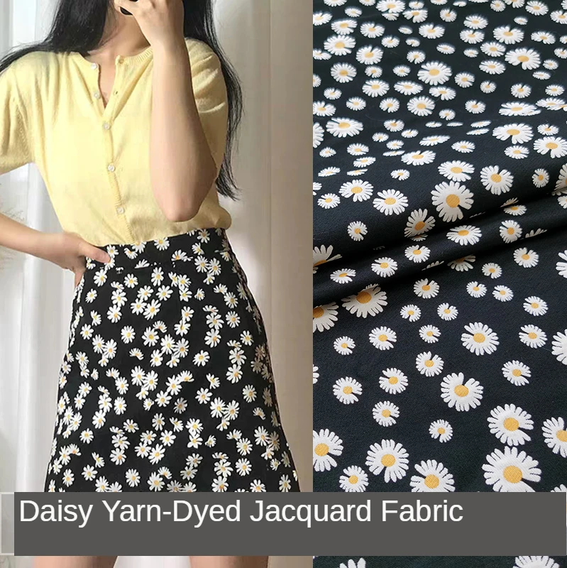 

150 * 50cm European and American Fashion Hot-Selling Daisy Yarn -Dyed Jacquard Skirt Fabric Set Windbreaker Brocade Brand Fabric