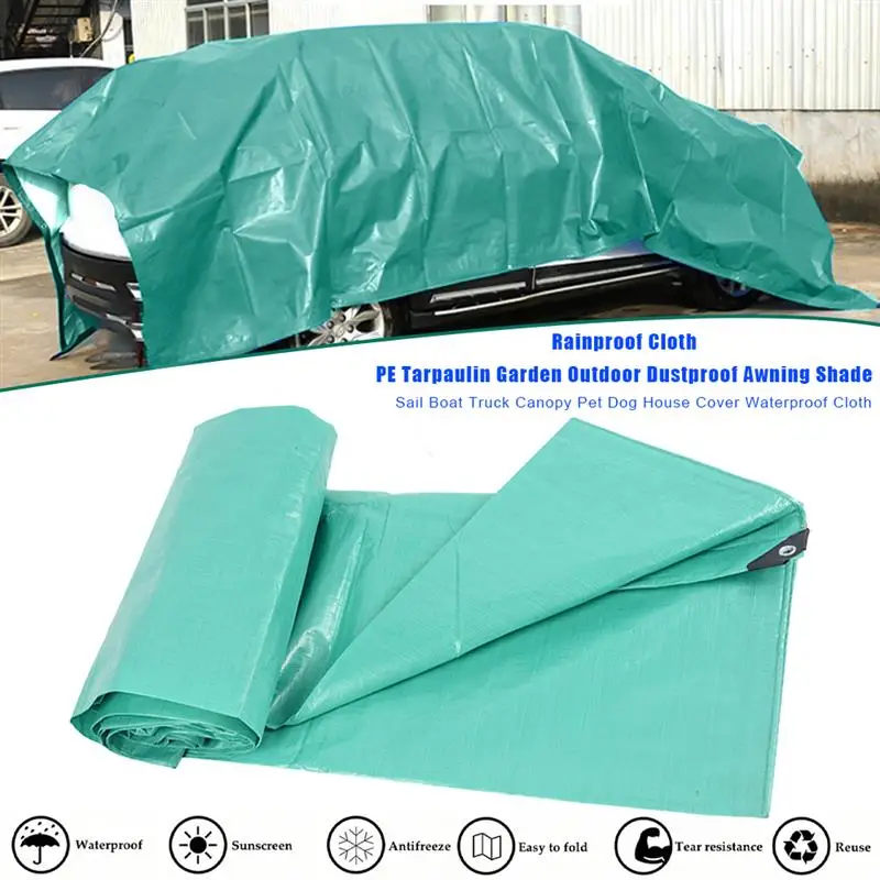 

PE Tarpaulin Plastic Garden Sail Boat Waterproof Canopy for Pet Dog House Truck Tent Cover Pool Sun Protection Tarp