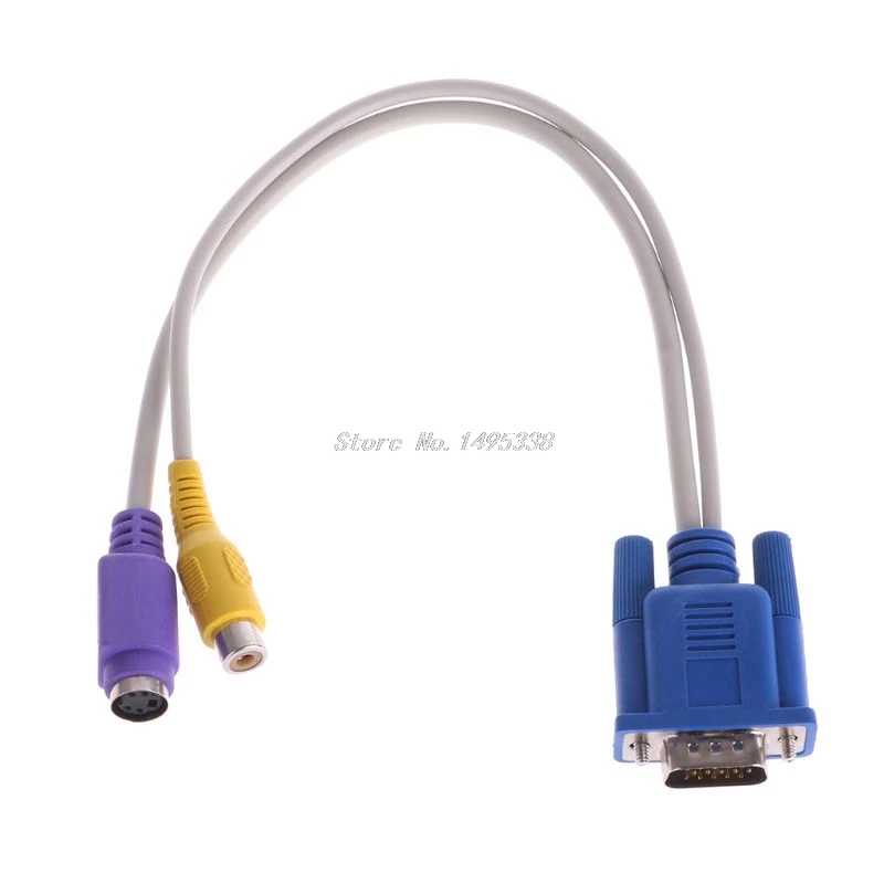 Новейший VGA Male к TV S-Video RCA AV конвертер кабель адаптер оптовая продажа и Прямая