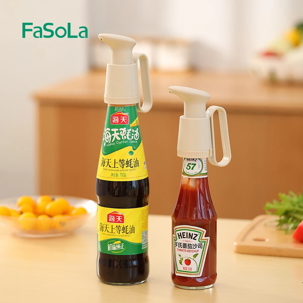 

FaSoLa Oyster Sauce Dispenser Jam Bottle Pump Tomato Ketchup Paste Nozzle Cooking Seasoning Oil Bottle Home Kitchen Tools