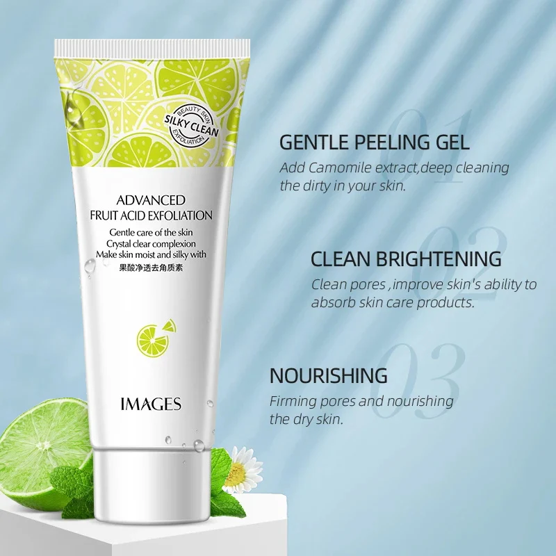 Organic Friut Acid Facial Exfoliator Body Scrub Peeling Cream Face Gel Clean Dirt Dead Shrink Pores Lemon 80g |