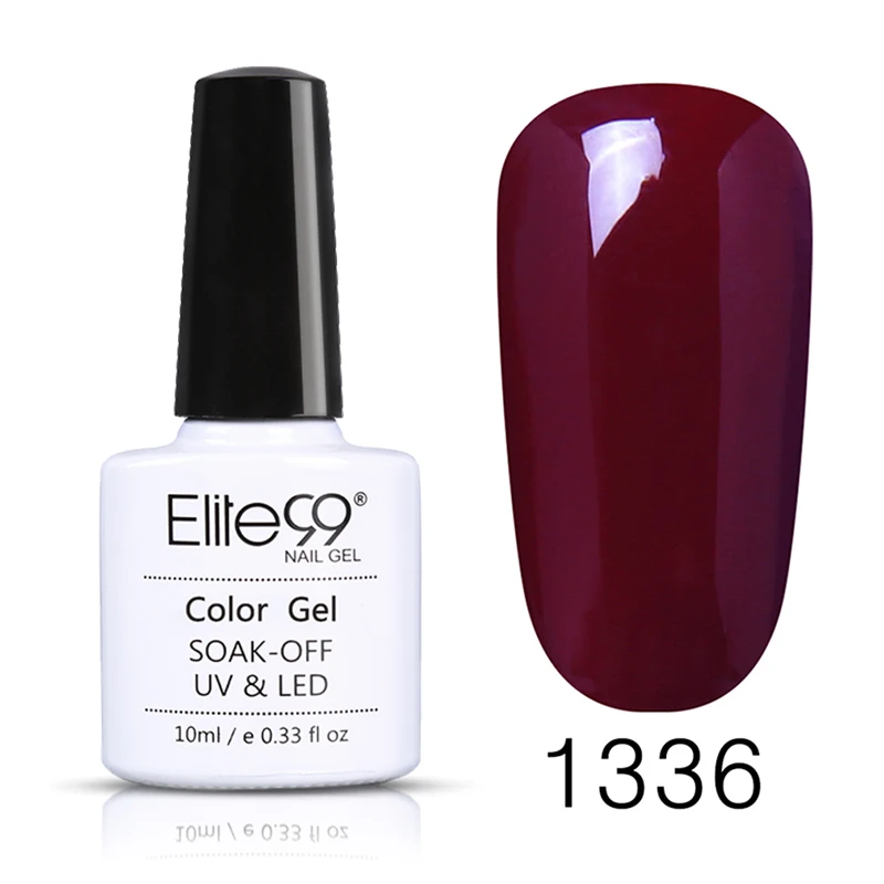 1336 Elite99, 10 мл, УФ светодиодный Гель-лак для ногтей, чистый цвет, полуперманентный гель-основа, необходим красный, темный цвет, гель-лаки - Цвет: 1336