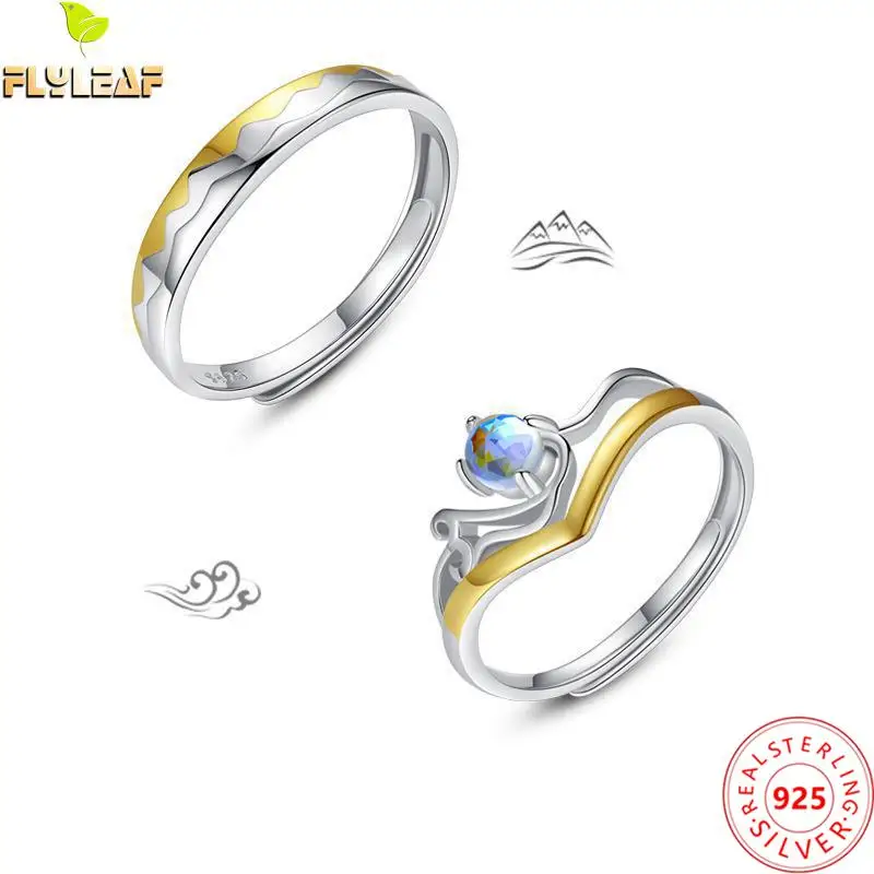 

100% 925 Sterling Silver Rings For Women The Oath Of Mountains And Seas Multi-faceted Crystal Open Ring Fashion Fine Jewelry