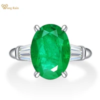 wong rain vintage 100 925 sterling silver oval emerald gemstone birthstone wedding engagement ring fine jewelry gifts wholesale