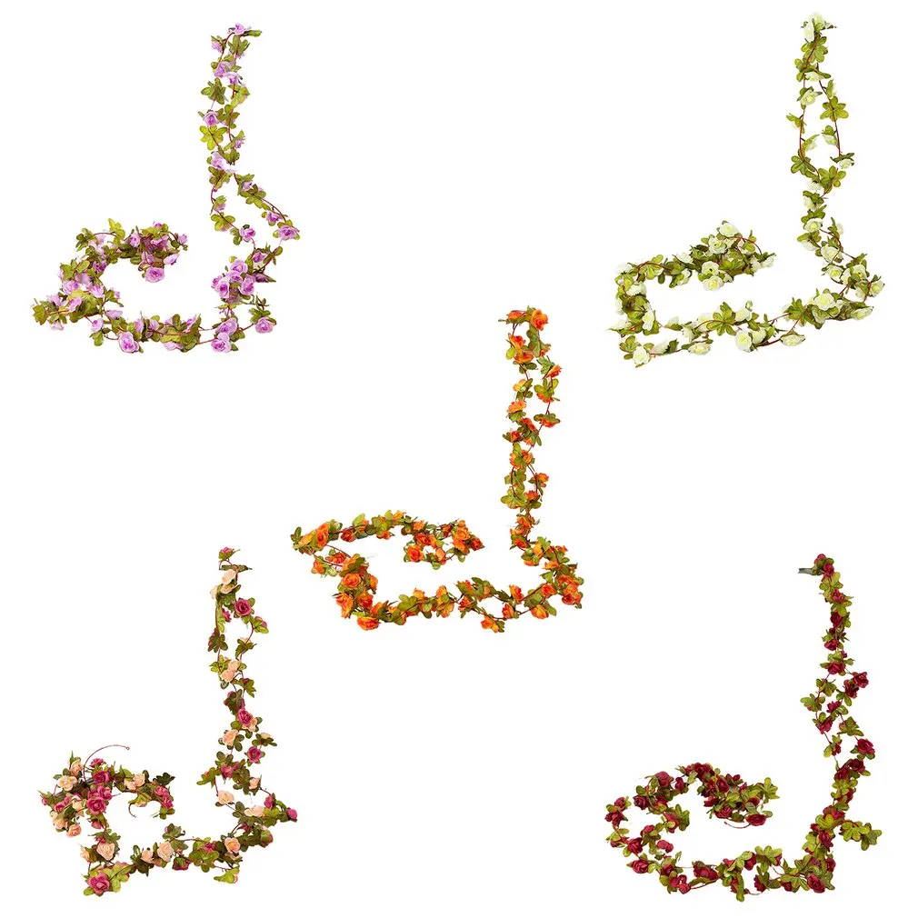 

2.5M Home Decor 45 Head Artificial Flower Garland Plants Fake Foliage Flowers Creeper Green Ivy Wreath For Home Garden Decor