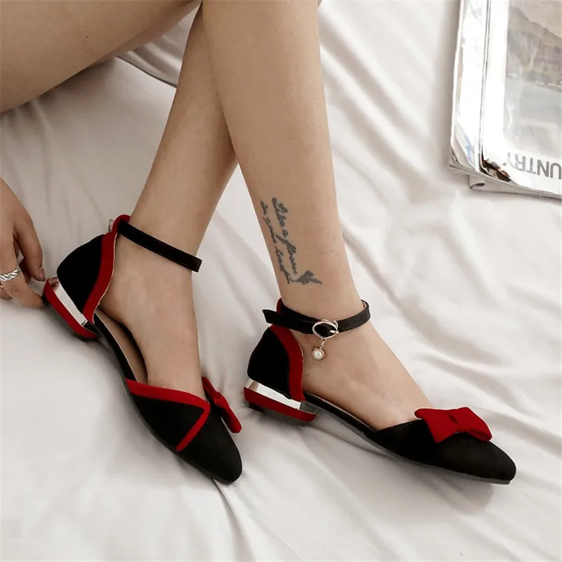 PXELENA Playful Butterfly-knot Girls Strange Low Heels Sandals 2020 Summer Contrast Color Faux Suede Comfort Women Shoes Student | Обувь