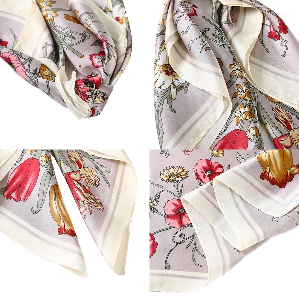 

Levao Fashion Satin Printing Square Hair Scarf Bandanas For Women Soft Turban Headband Headwrap Hair Accessories