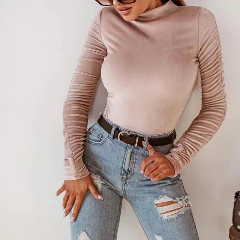 

Solid Sexy Club Long Sleeve Romper Velvet Stretch Bodysuit Top Women Skinny One Piece Body Suit Bodycon Feminino Bodysuit G3221