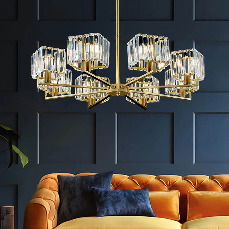 Современные золотые хрустальные люстры для гостиной спальни Круглая Люстра
