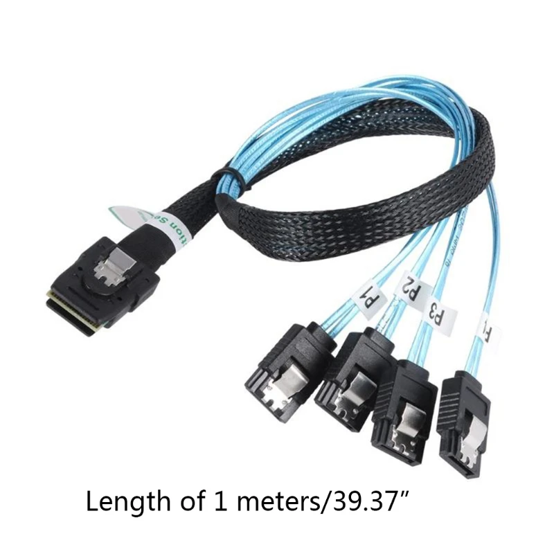 

2021 New 0.5m/1m Mini SFF-8087 to 4 SATA Cable Mini SFF8087 36P To 4 SATA 7P Cable 12Gbps