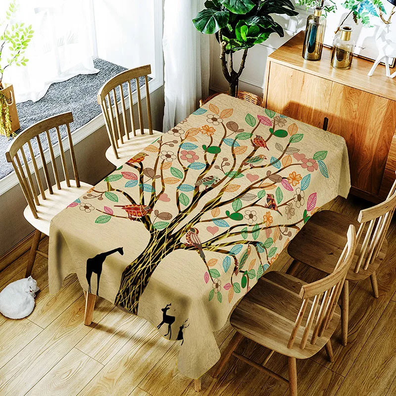 

PVC printed tree pattern washable decorative household waterproof tablecloth