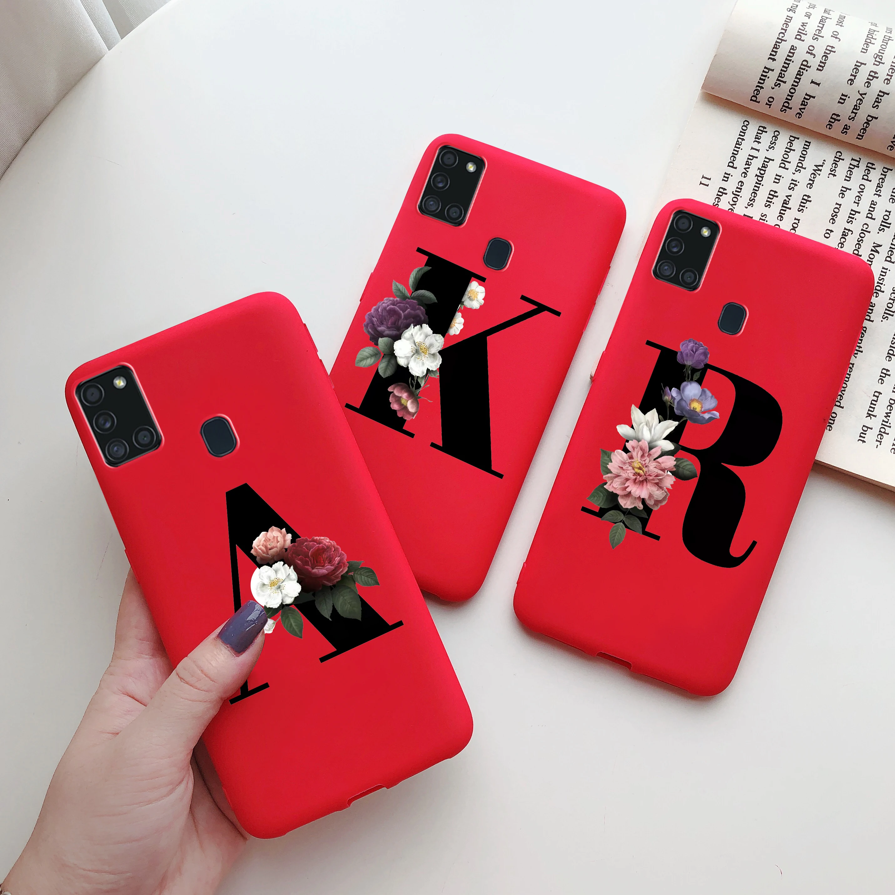 For Samsung Galaxy A21s Case Letter Monogram Flower Matte Soft back Phone Cover For Samsung A21s A217F 6.5" SM-A217F A 21 s Case