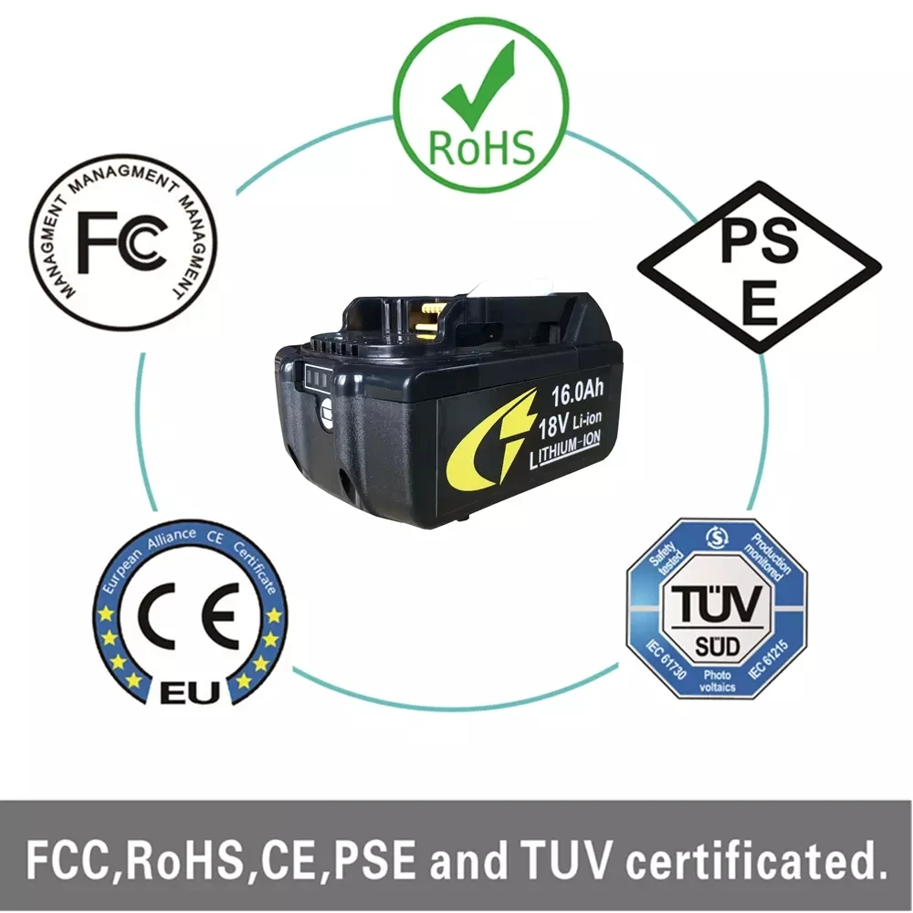 

NEW Power Tool Rechargeable Battery 18 V 16000ah Lithium Ion for Makita 18v Battery BL1830 BL1840 BL1850 BL1860+DC18RC Charger