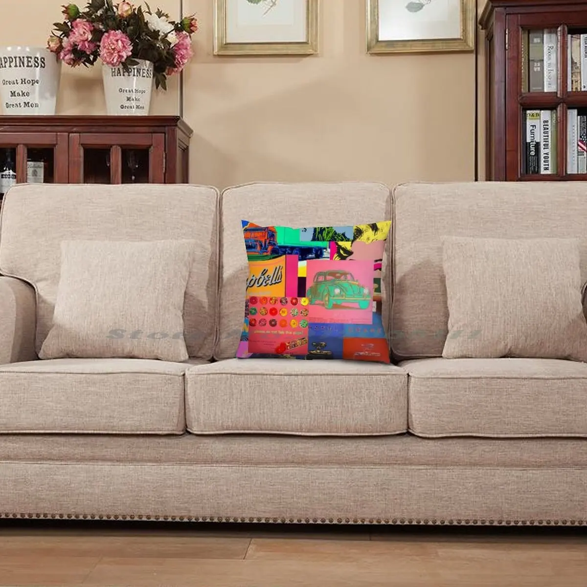 Коллаж Подушка Чехол Наволочка хлопковая льняная коллаж поп-арт Веселая