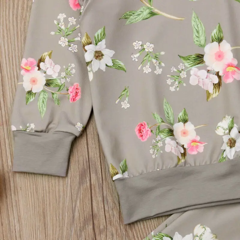 

Newest Flowers Kids Baby Girl Clothes T-shirt Top Pants Outfit Sets Tracksuit