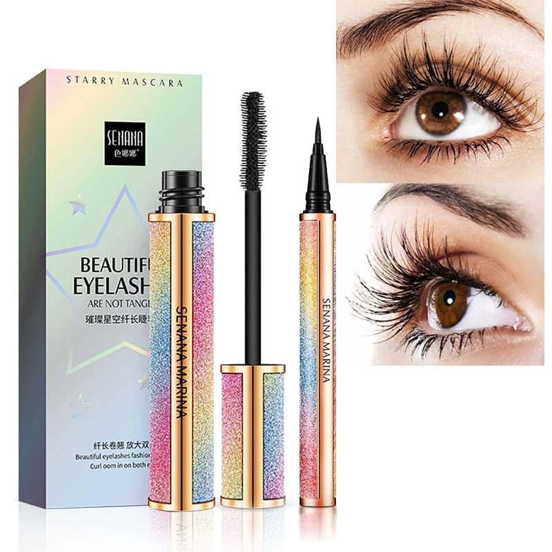 

SENANA 4D Starry Silk Fiber Eyelash Thick Extension Mascara Thick Lengthening Eyeliner Extension Eyelash Brush Eyes Makeup Set