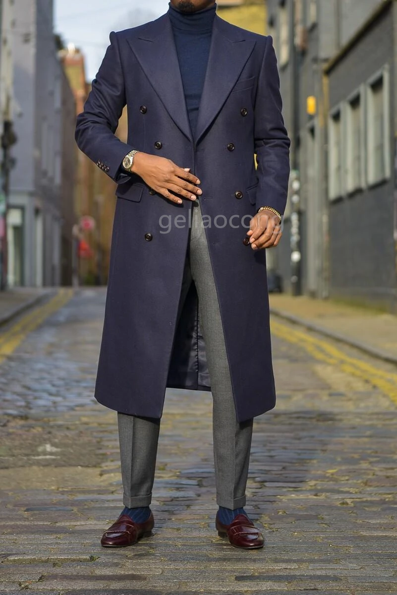Fall Winter Woolen Long Blazer High Quality Slim Fit Suit Coat Fashion Casual Men Groom  Costume Formal Evening Dress Jacket