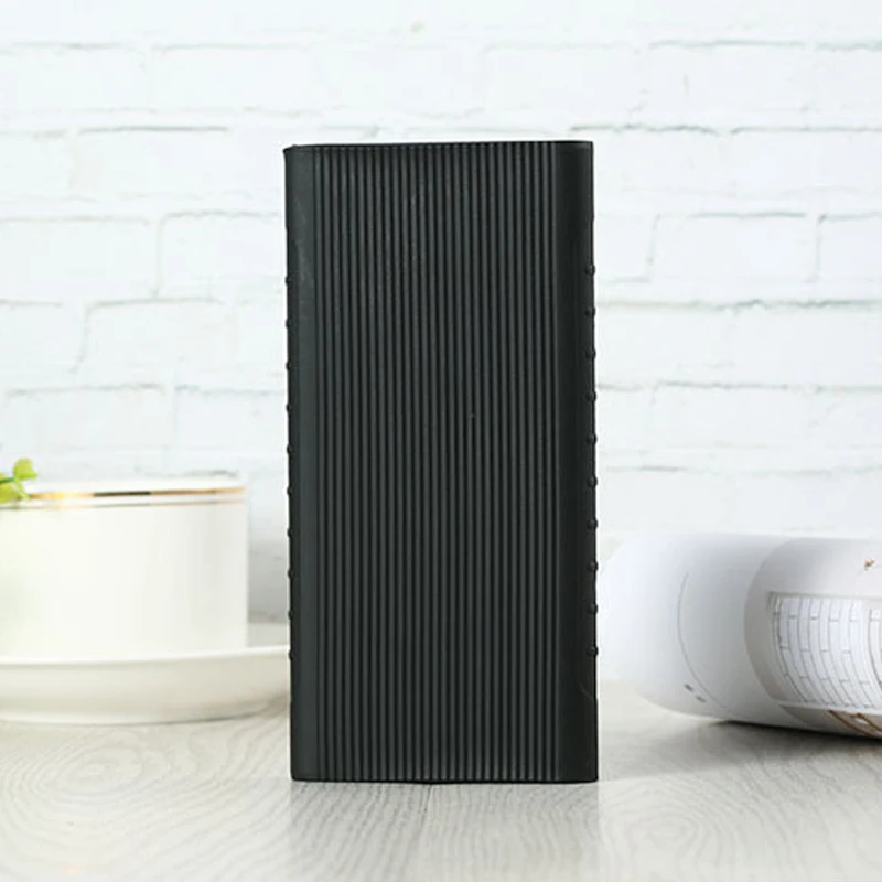 Черный Защитный чехол для нового Xiaomi power Bank 2 10000 MAh двойной USB порт силиконовый чехол для телефона power макет банка PLM09ZM - Цвет: Черный