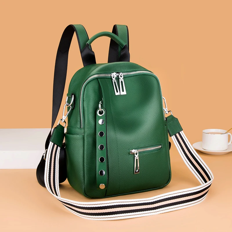 

100% Genuine Leather Women Backpacks High Quality Soft Natural Cowskin Female Travel bag Fashion Ladies Schoolbag Teenagers Bag