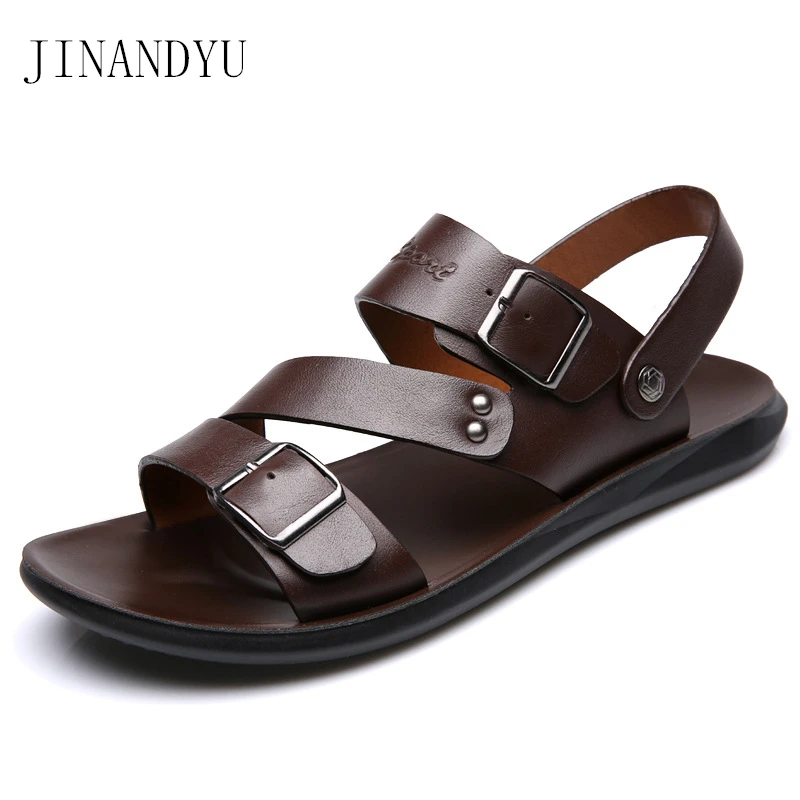 

Men Sandals 2020 Leather Genuine Men Summer Shoes Man New Casual Comfortable Barefoot Sandals Men Pentoufle Homme Adult
