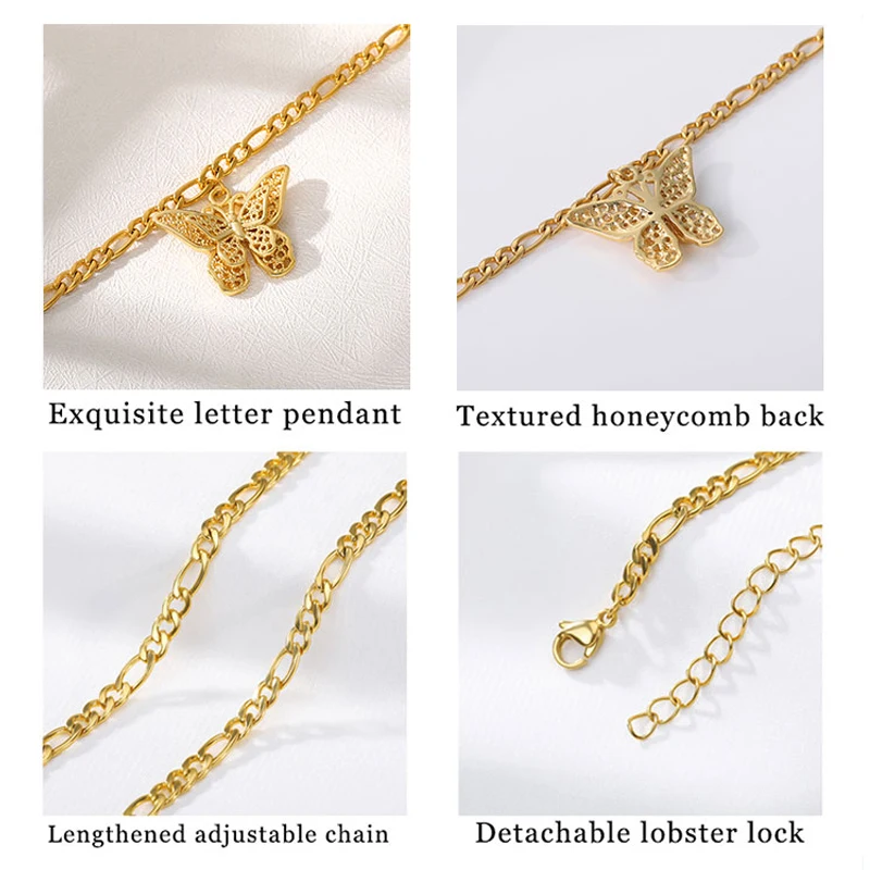 

Popular Gold Butterfly Anklets For Women Double Stacked Hollow Butterfly Pendant Anklet Leg Bracelet Charm Boho Jewelry Gift Bff