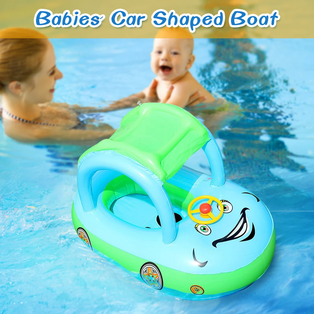 

Inflatable Float Seat Sunshade Baby Swimming Circle Car Shape Swimming Ring Inflatable Float Seat Water Sports