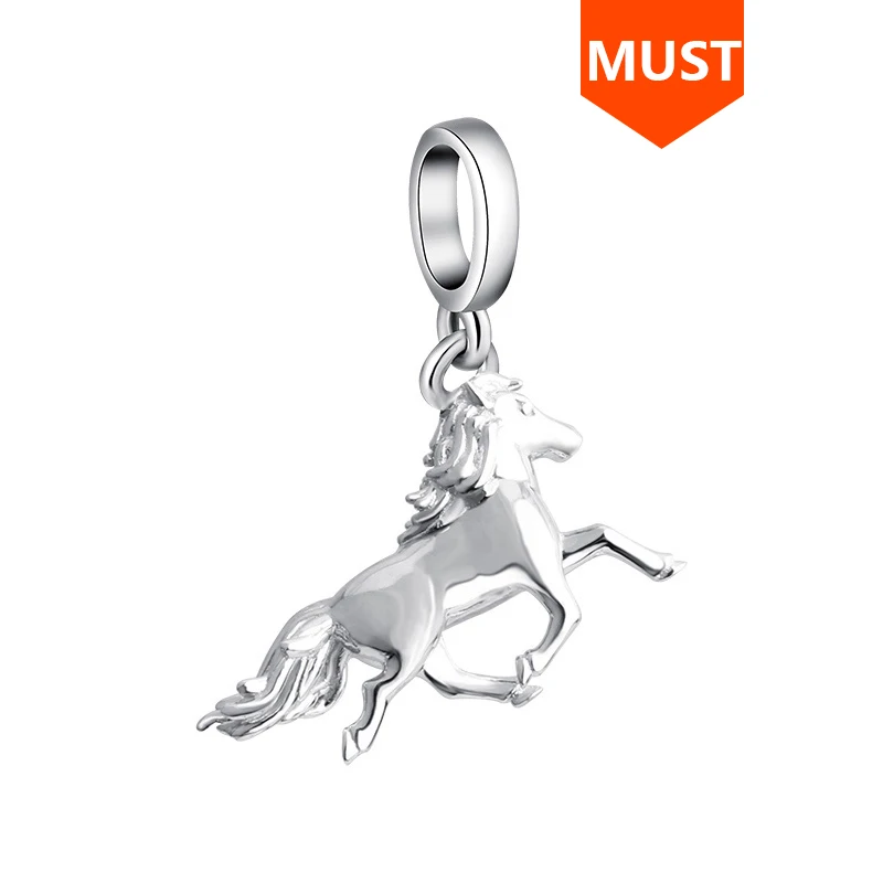 Новые 925 оригинальные антикварные животные Летающая лошадь Шарм Бисера Подходят