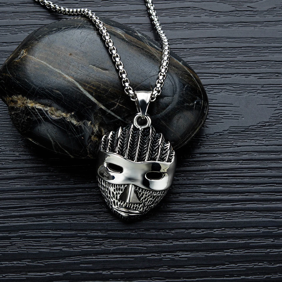 Маска мужское ожерелье хип-хоп Рок уличная культура титановая нержавеющая сталь