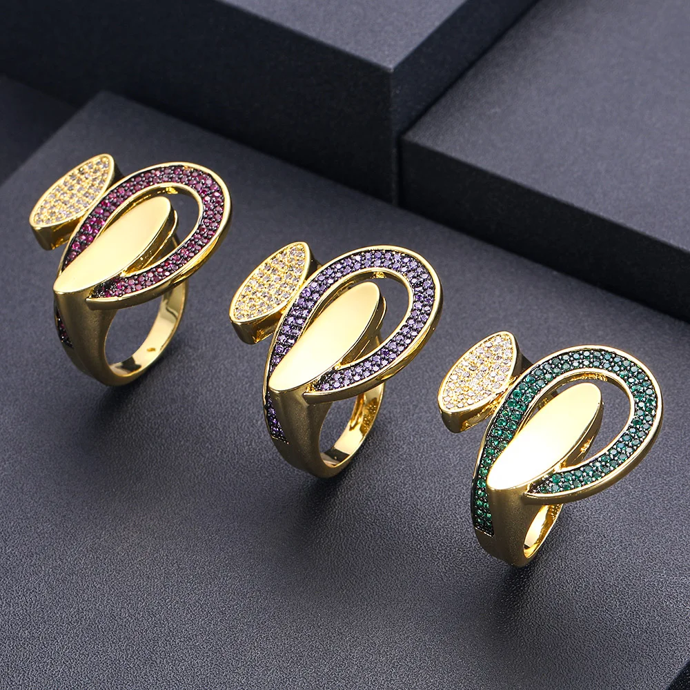 Jankelly новинка хит индийские африканские Дубаи широкие Полный Зубец CZ кольца для