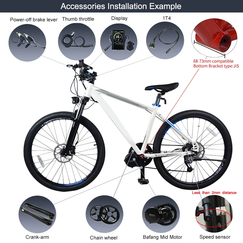 Bafang BBS01B е байка 36В 250 Вт середине приводной двигатель комплект для
