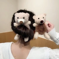 cute fluffy cartoon bear hair ties warm faux fur elastic hair rope lovely animal head band rubber band sweet gift for girls