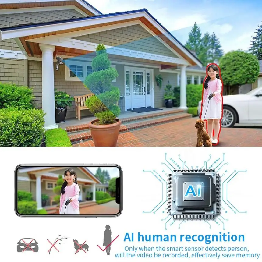 

HD CMOS wifi camera IR home security cameras wireless WIFI network monitor smart camera Night vision humanoid recognition alarm