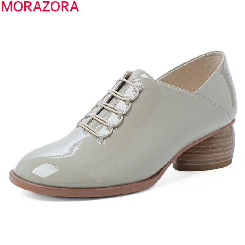 

Женские лакированные туфли MORAZORA, черные однотонные офисные туфли-лодочки, весна-осень 2020