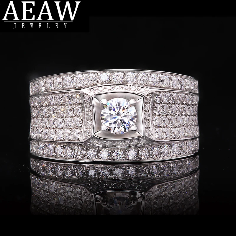 

Роскошное 0,3 карат 4,0 мм круглое бриллиантовое огранка DF цветное Муассанит мужское обручальное кольцо t подарок Настоящее 18K Белое Золото Се...