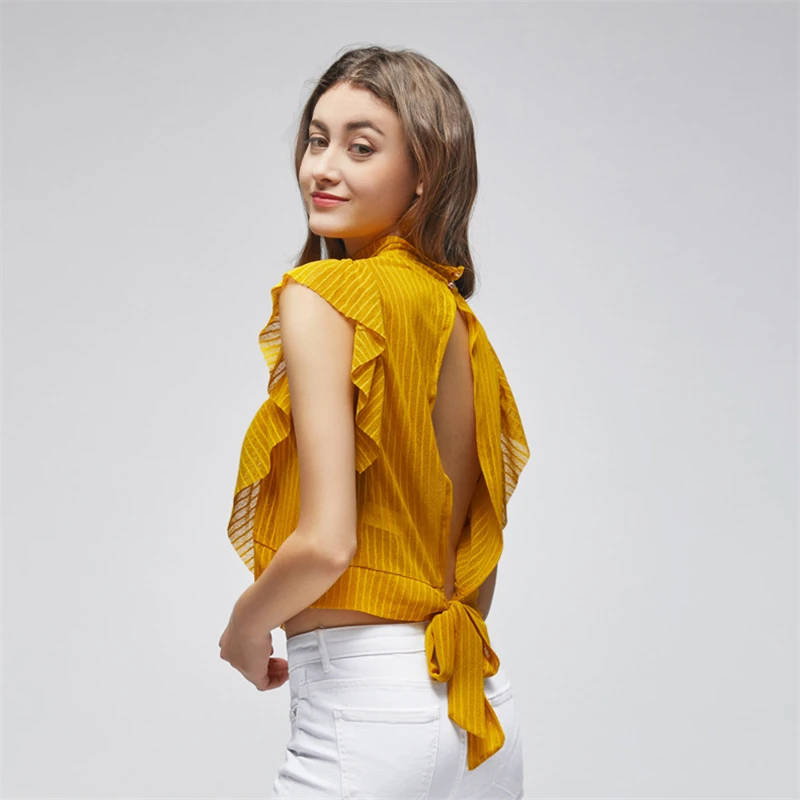 Европейская мода Женский Топ лето 2020 новинка маленький с высоким воротником