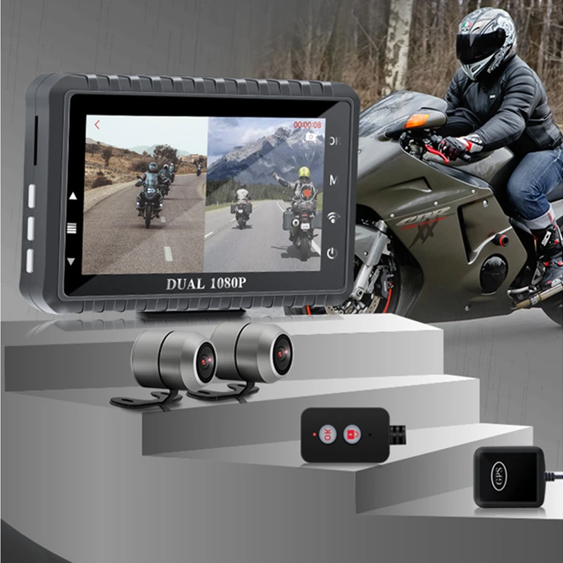 

Motorcycle Driving Recorder dual camera shot 1080P HD wifi locomotive GPS with wire recorder EIS anti-shake Night vision