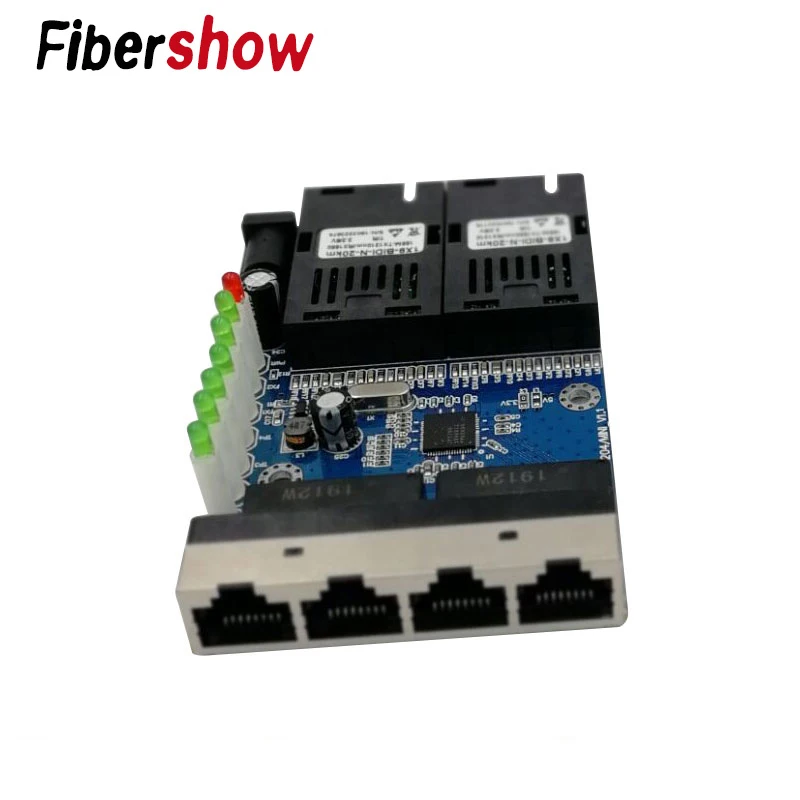 Ethernet волоконный коммутатор 4 RJ45 2 SC оптический медиа конвертер одномодовый порт PCB