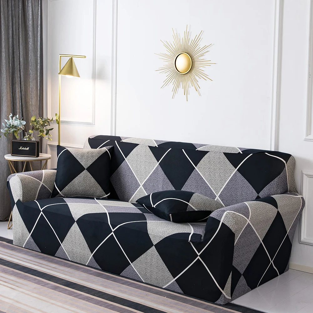 

Geometry and Floral Printing Elastic Slipcovers Stretch Sofa Covers for Living Room Sectional Armchair Cover Size S/M/L/XL