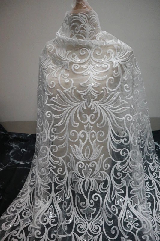 Белая кружевная ткань 1 ярд винтажный мотив в стиле ретро Свадебное кружево для