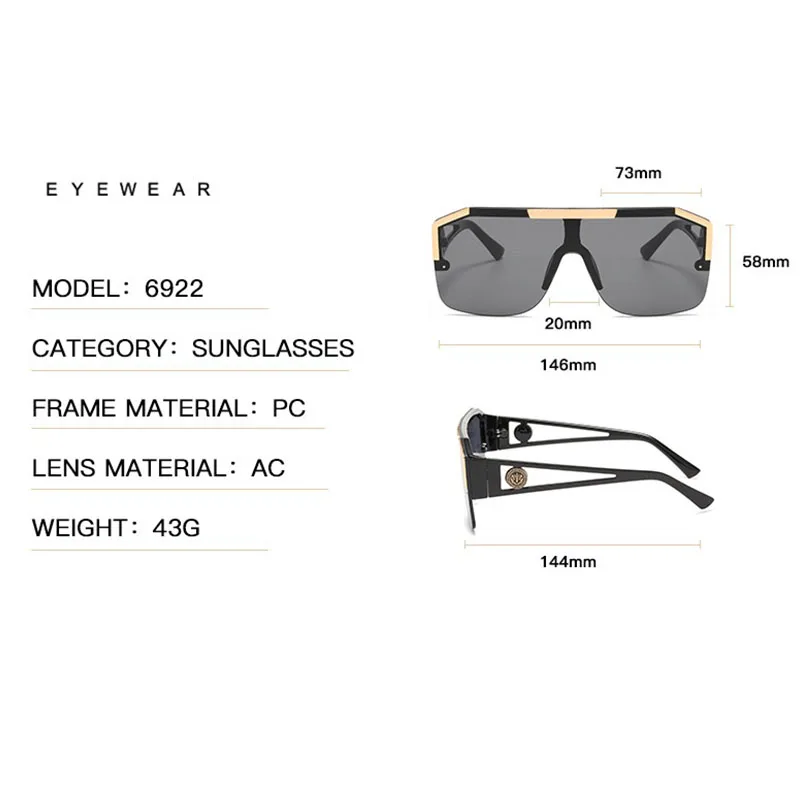 

New Retro Frameless one-piece Personality Sunglasses Men Women Fashion Luxury Outdoor Sports street Shooting Cycling Glasses